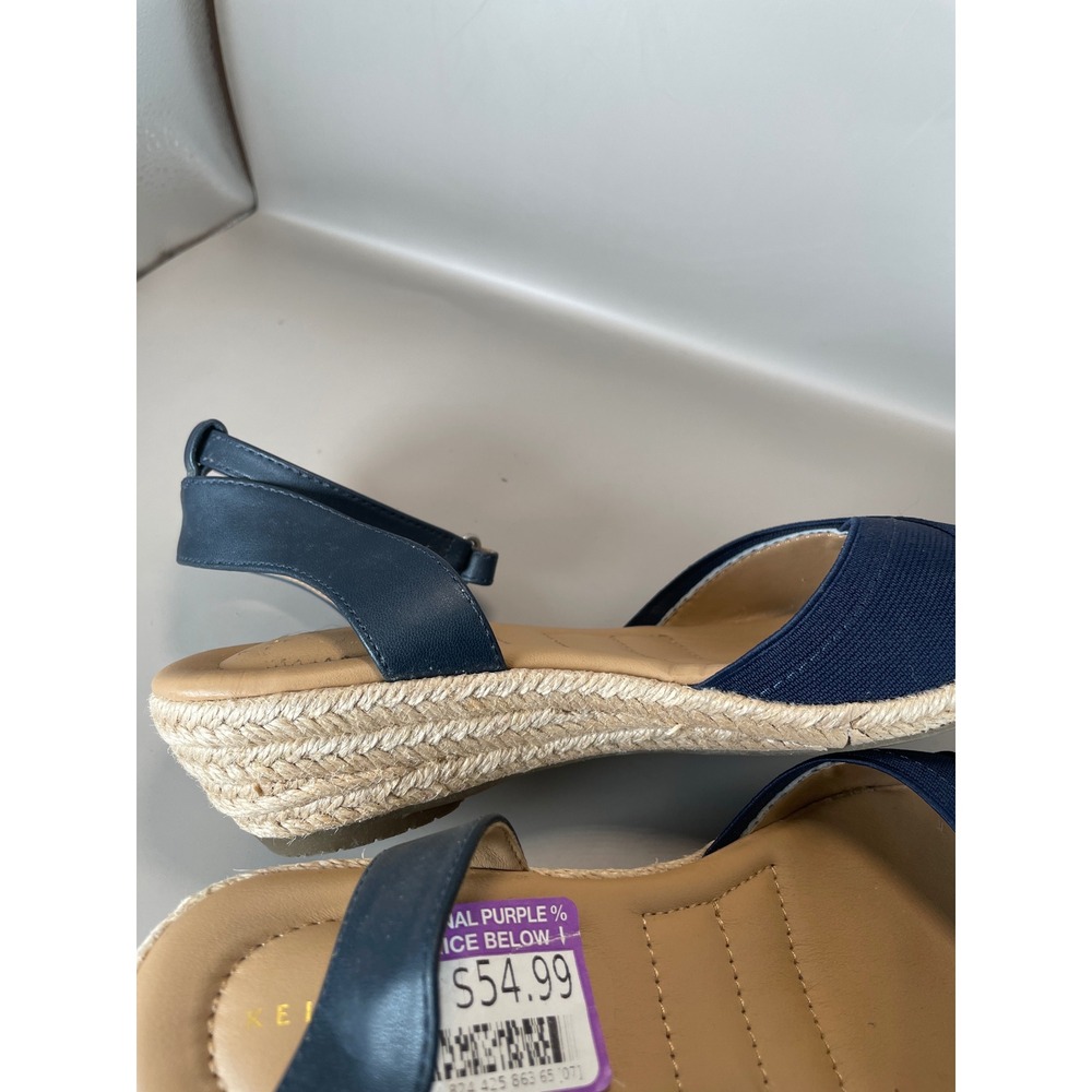 Katie & Kelly Nessa Navy Blue Espadrille Wedge Sandals Women's Size 8M - Picture 7 of 8